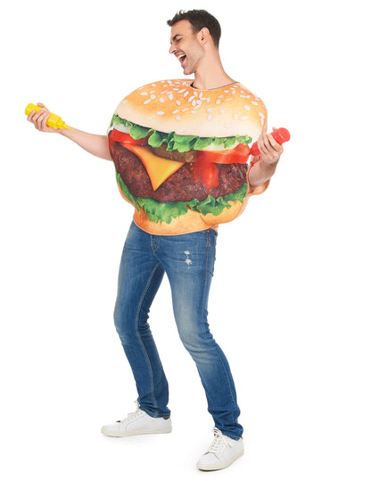 Vue de profil du déguisement de burger pour adulte