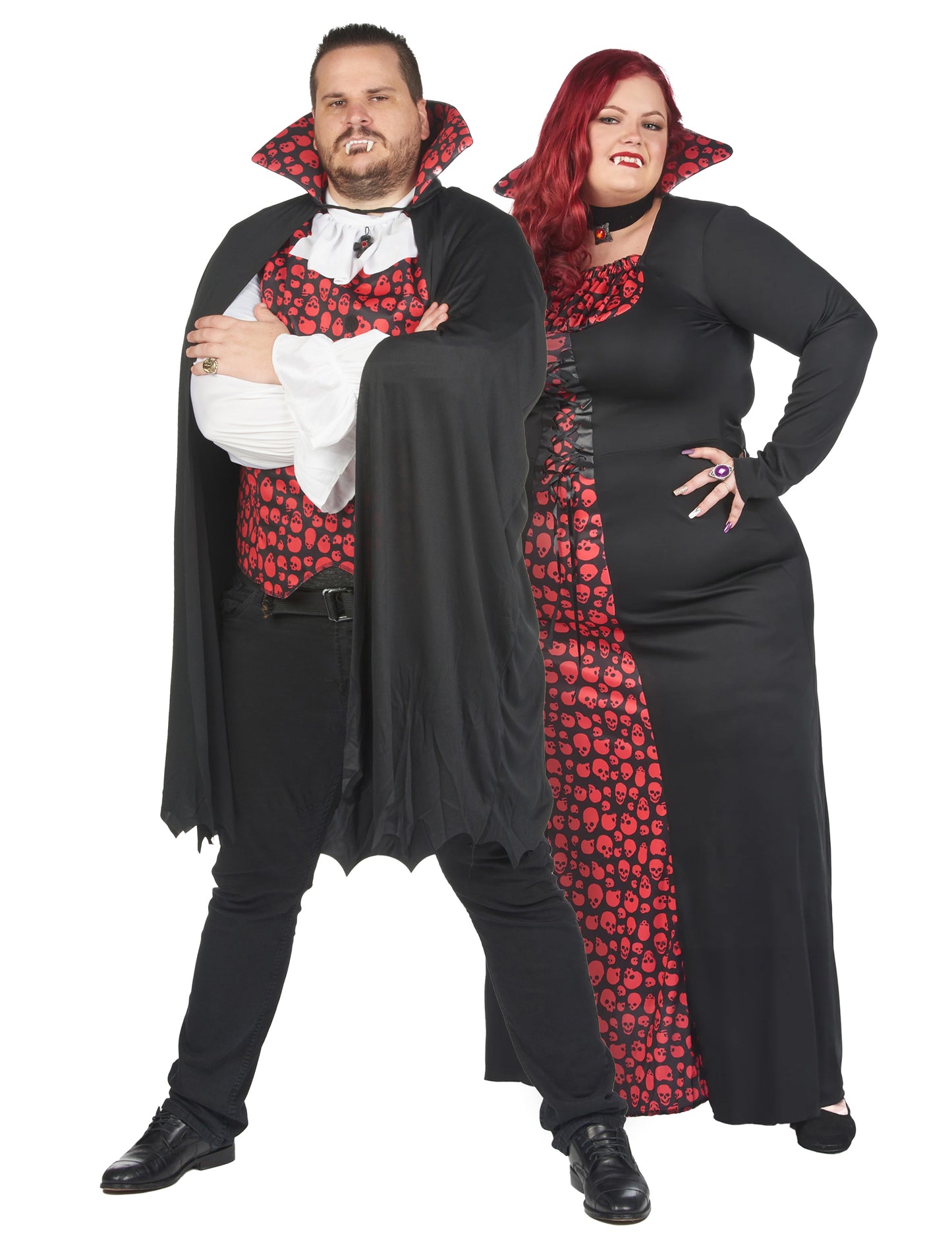 Disfarce grande de casal de vampiros para Halloween para adultos