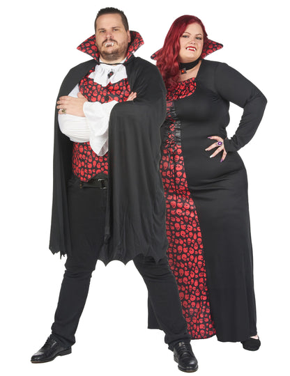 Disfarce grande de casal de vampiros para Halloween para adultos