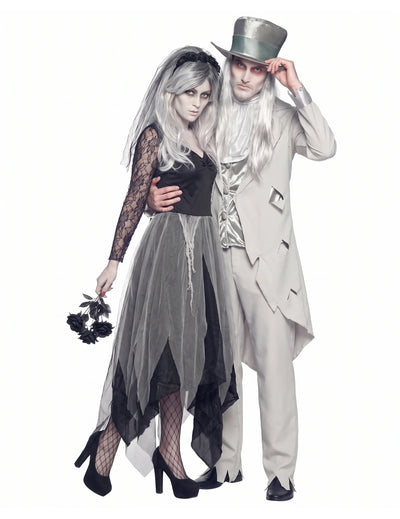Fantasia de casal fantasma de Halloween para adulto