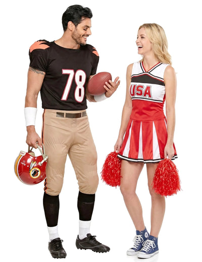 Disfarce de casal pompom girl e jogador de futebol americano