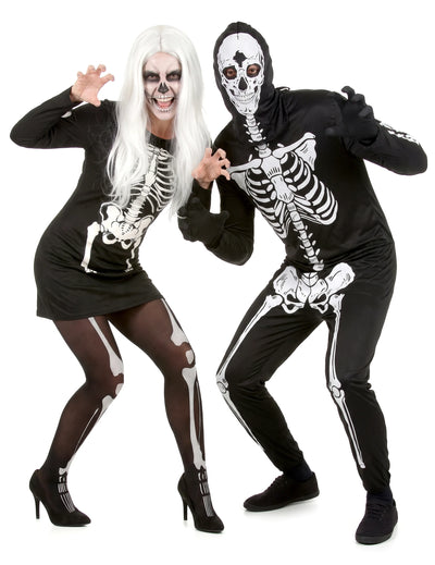 Disfarce de casal esqueleto para adulto Halloween