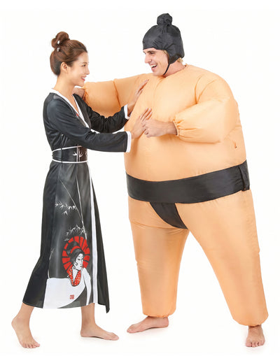 Disfarce de casal lutador de sumo e gueixa