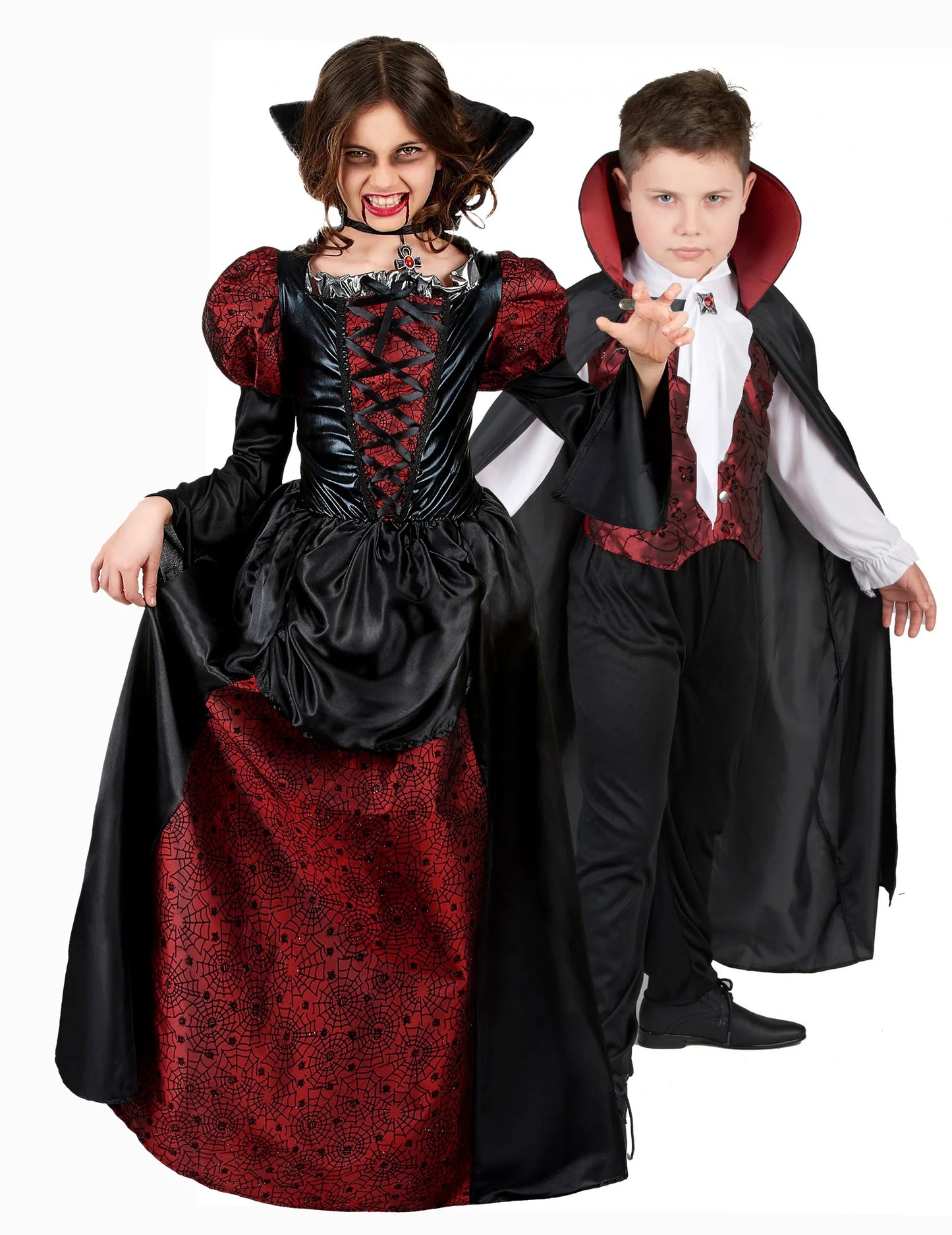 Disfarce de casal vampiros elegante para criança
