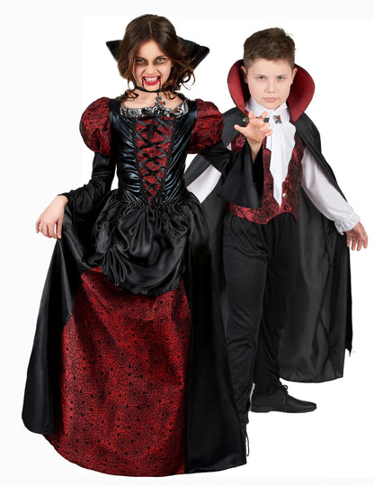 Disfarce de casal vampiros elegante para criança