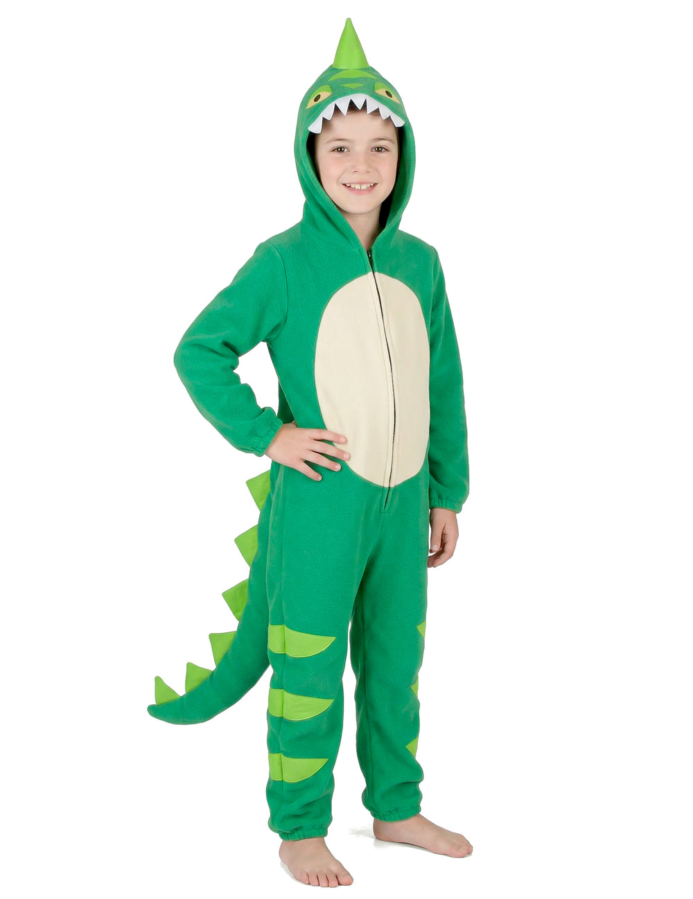 Vue de face en pied du déguisement de dinosaure pour enfant