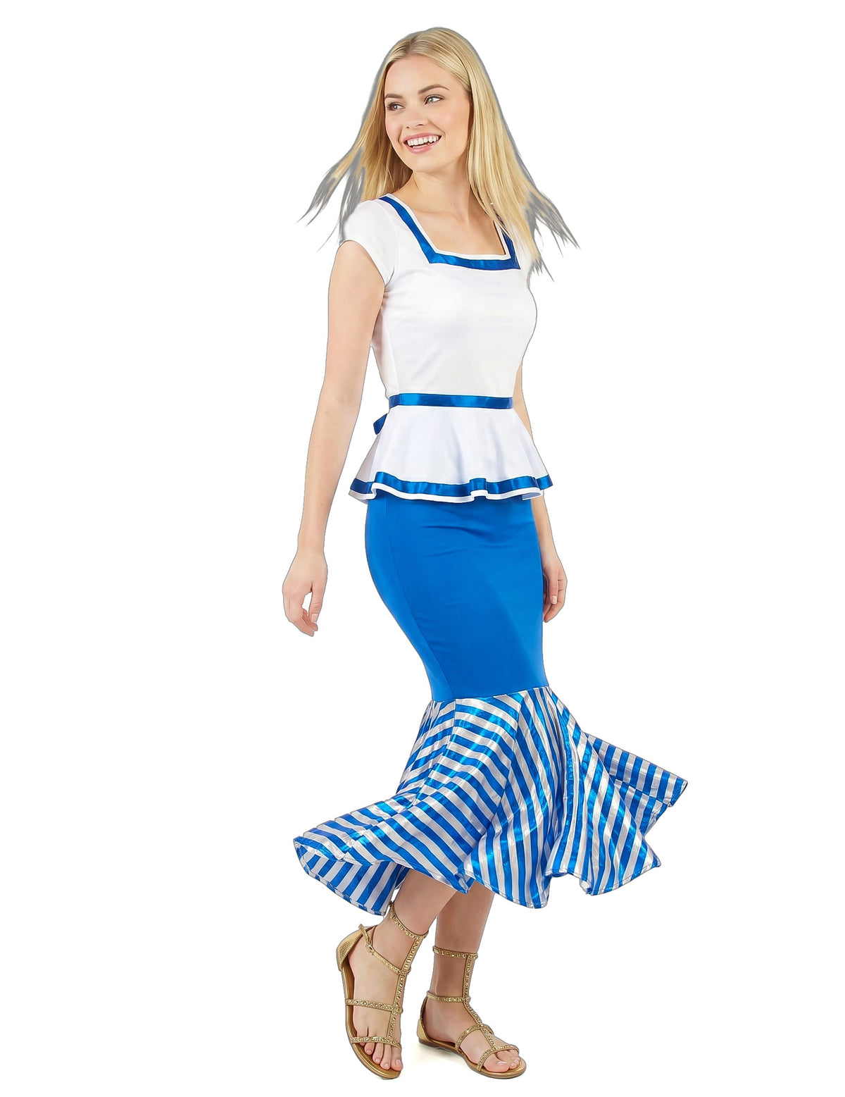Disfarce gaulesa branco e azul mulher
