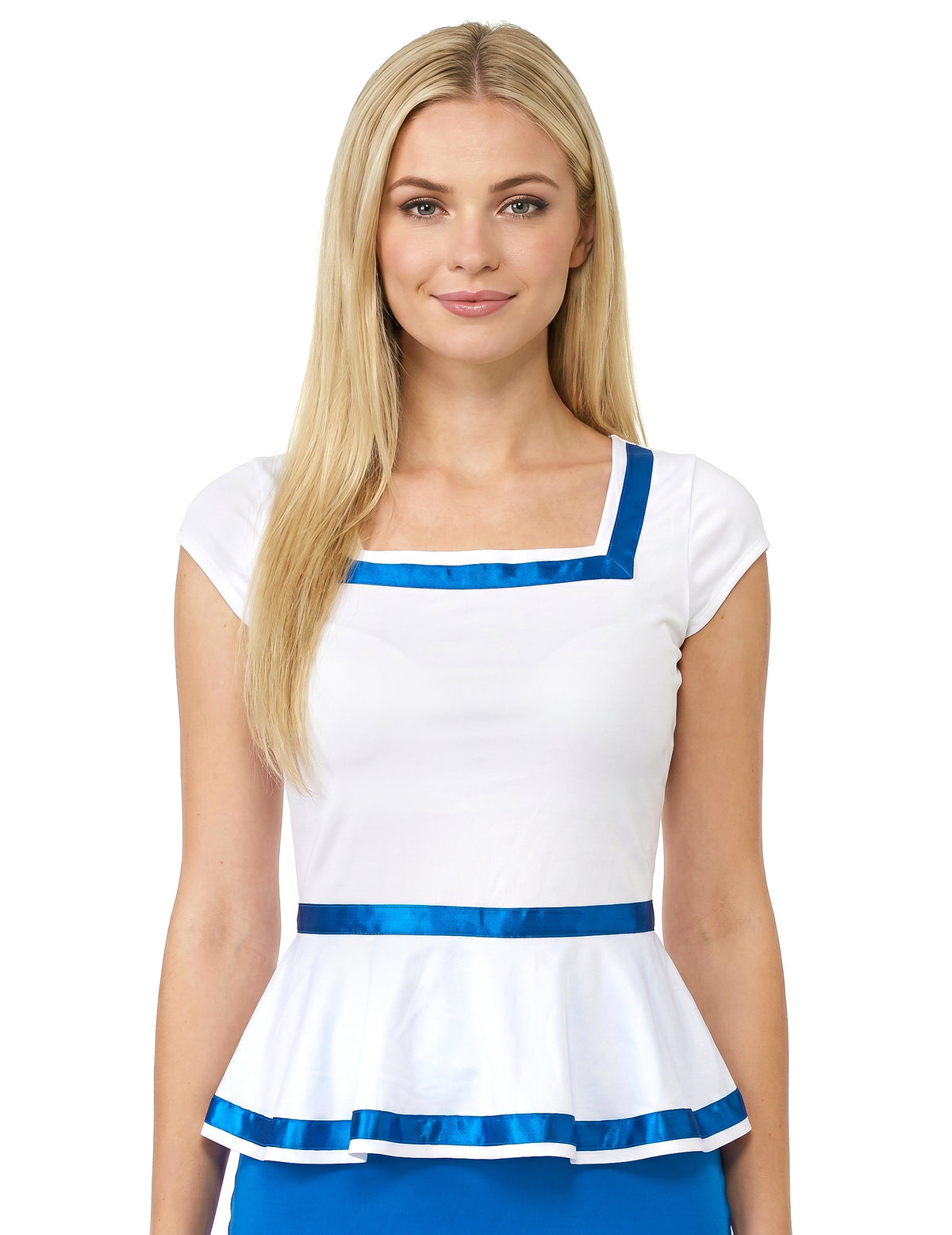 Disfarce gaulesa branco e azul mulher