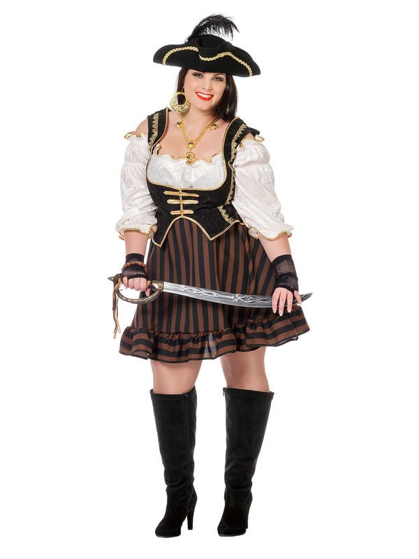 Vue de face avec sabre du déguisement de pirate chic