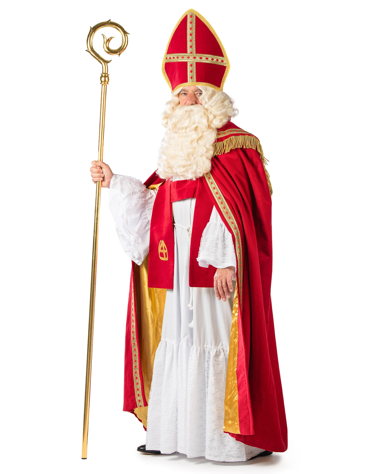 Vue de profil avec la crosse du déguisement de Saint-Nicolas Haut de Gamme