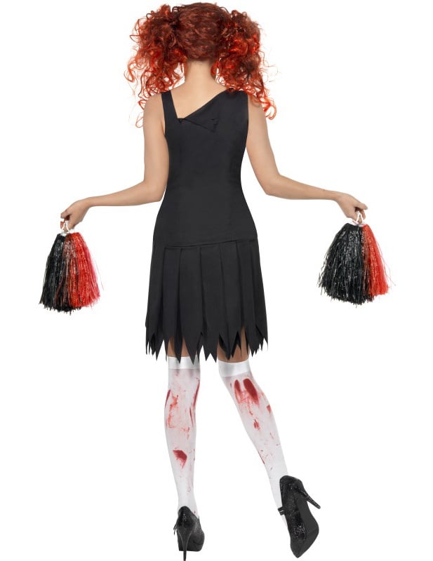 Vue de dos du déguisement zombie pompom girl pour femme