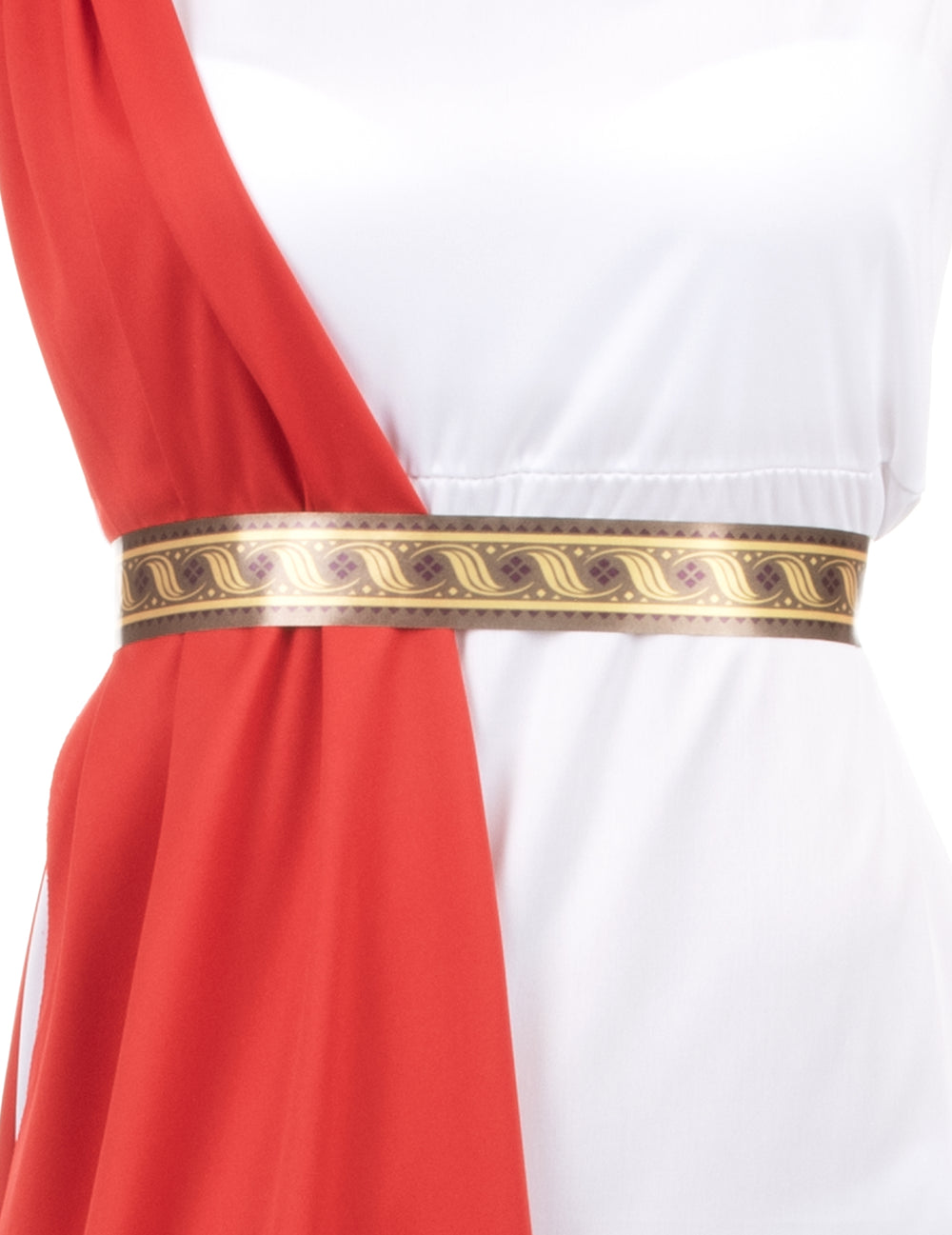 Détail de la ceinture du déguisement déesse romaine à drapé pour femme
