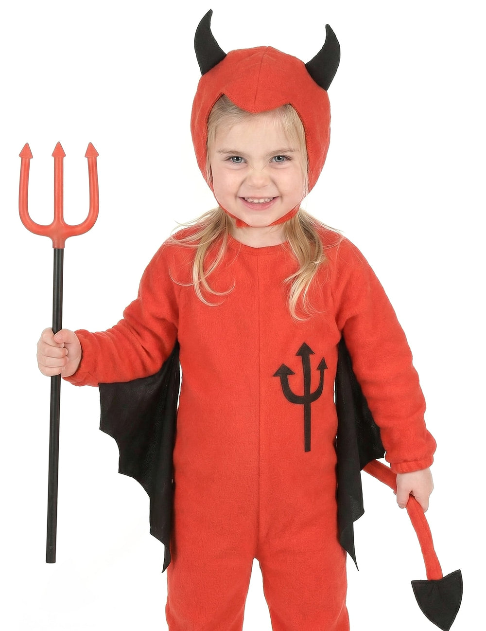 Détail de la queue et des ailes du déguisement de diable Halloween pour enfant