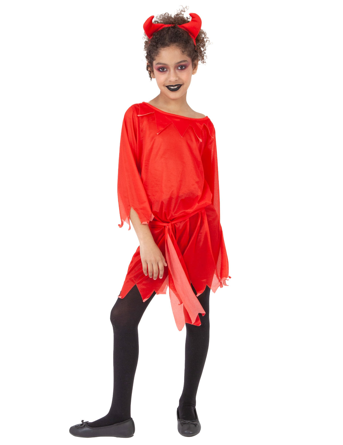 Déguisement diablesse pour fille rouge avec serre-tête cornes