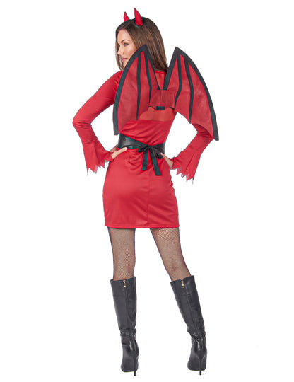 Disfarce diabo vermelho e preto mulher Halloween