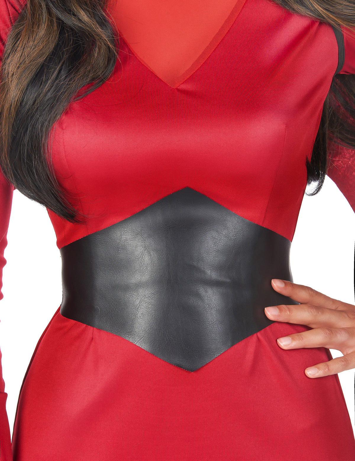 Disfarce diabo vermelho e preto mulher Halloween
