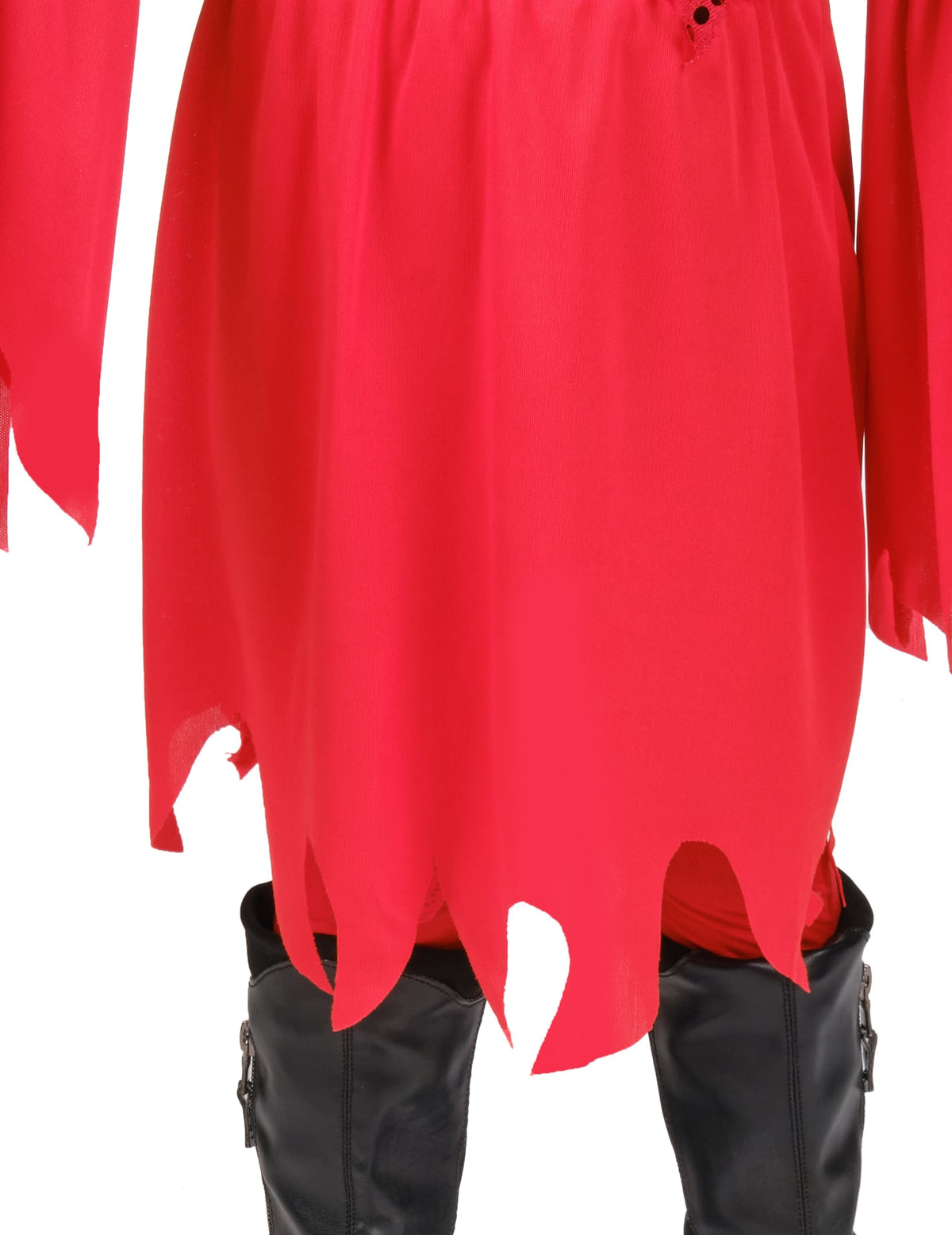 Détail du bas de la robe découpé en pointes du déguisement de diablesse