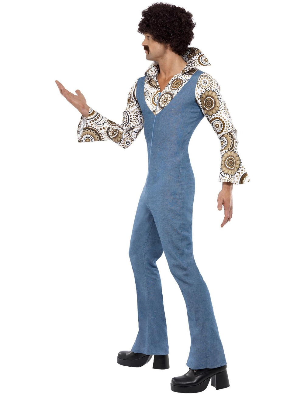 Vue de profil du déguisement disco années 70 ringard pour homme