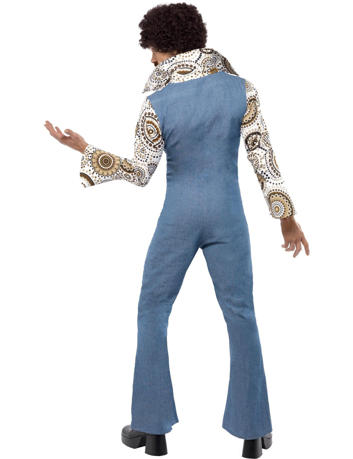 Vue de dos du déguisement disco années 70 ringard pour homme