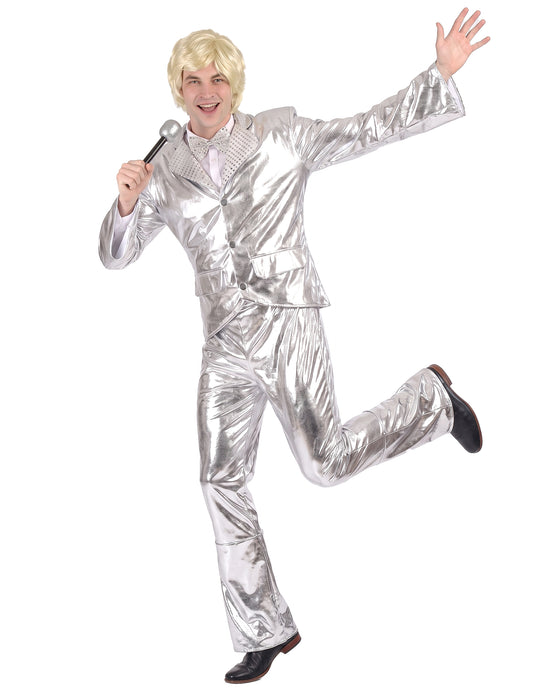 Disfarce Disco Prateado brilhante homem