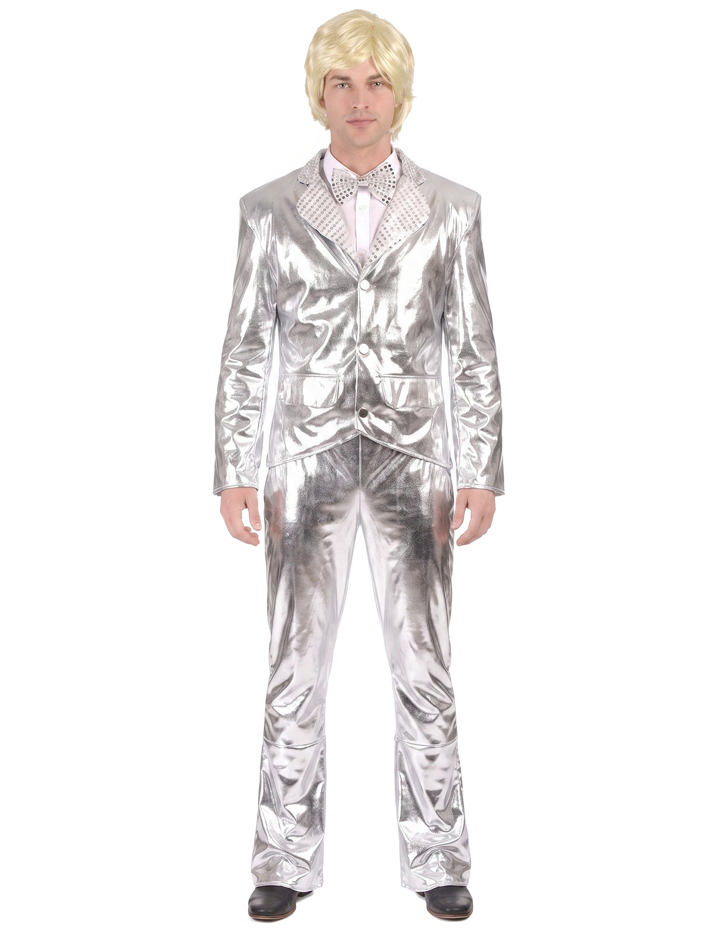 Disfarce Disco Prateado brilhante homem