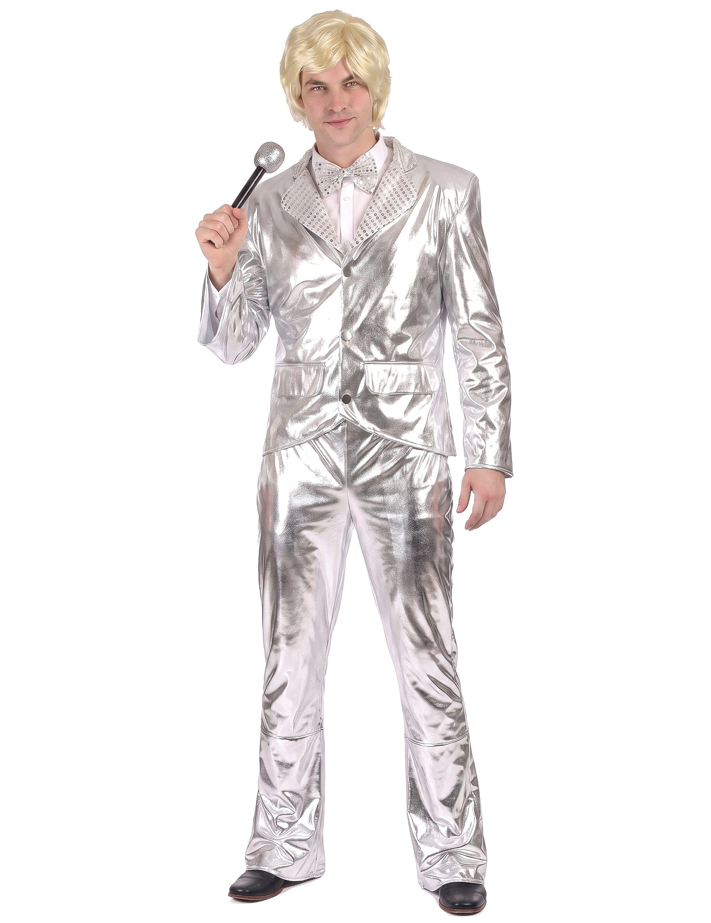 Disfarce Disco Prateado brilhante homem