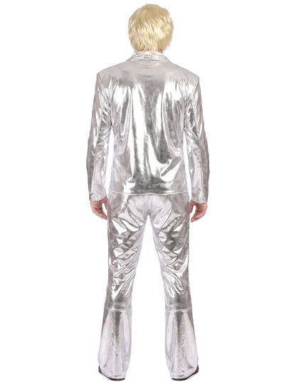 Disfarce Disco Prateado brilhante homem