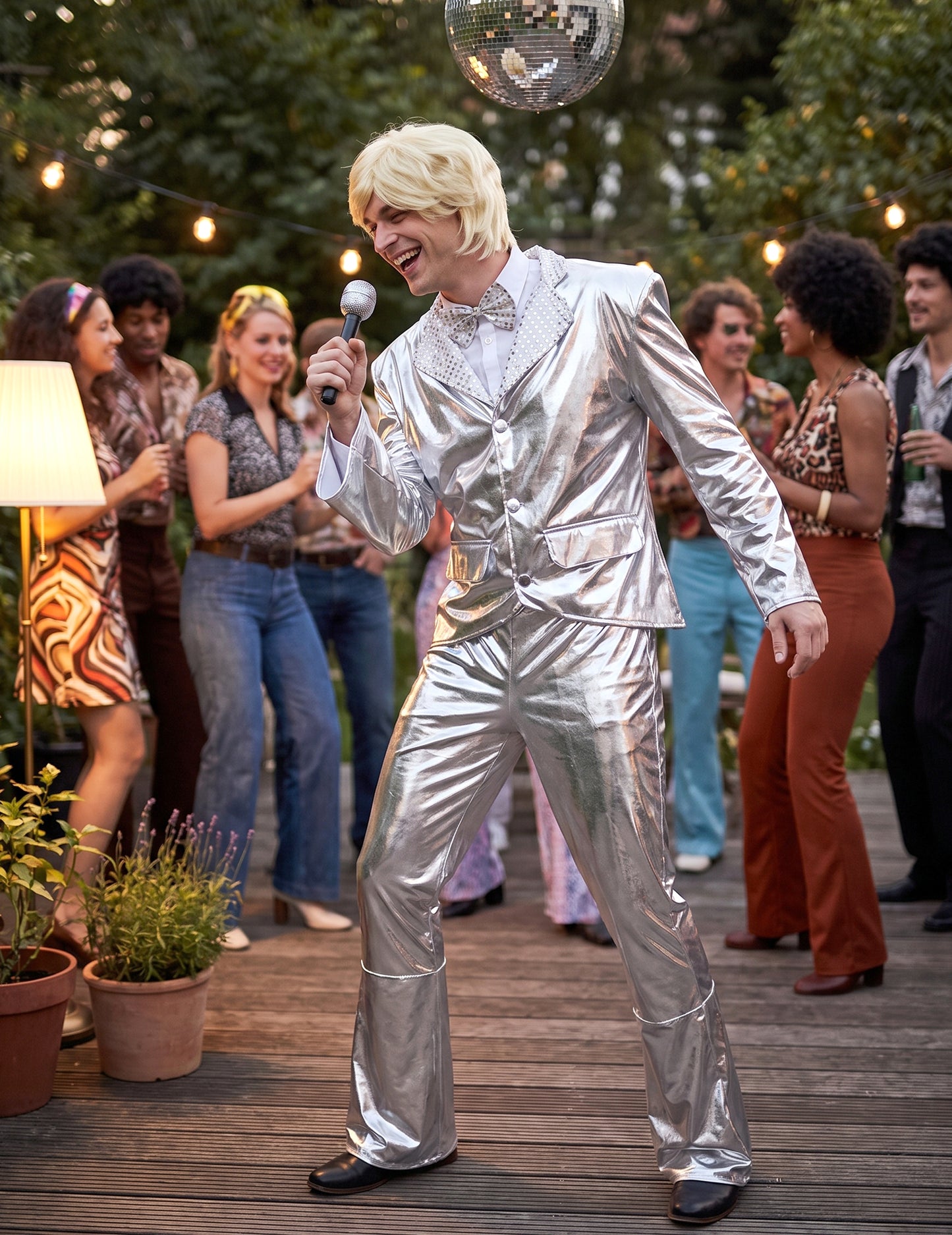 Disfarce Disco Prateado brilhante homem