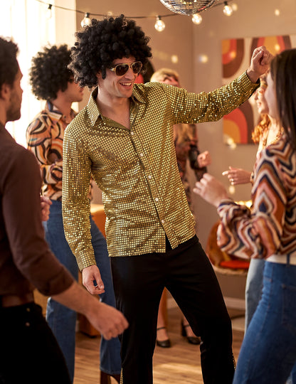 Disfarce disco dourado homem
