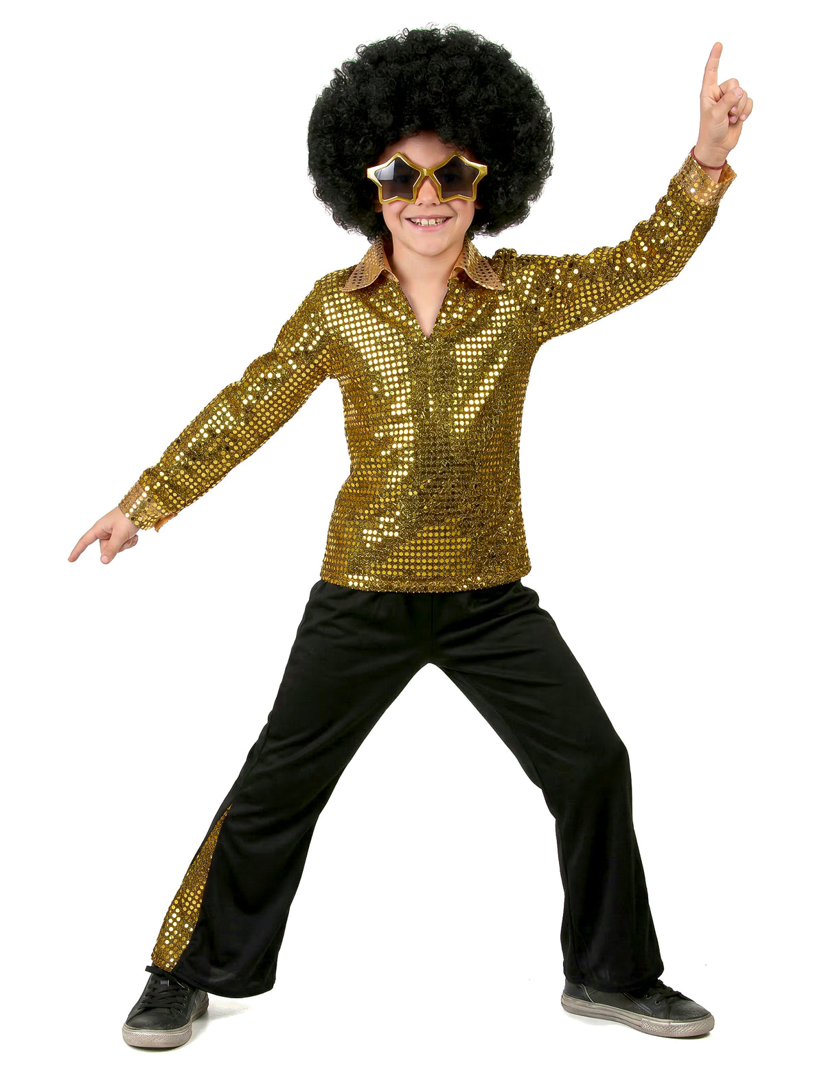 Pose de danse du déguisement disco pour garçon