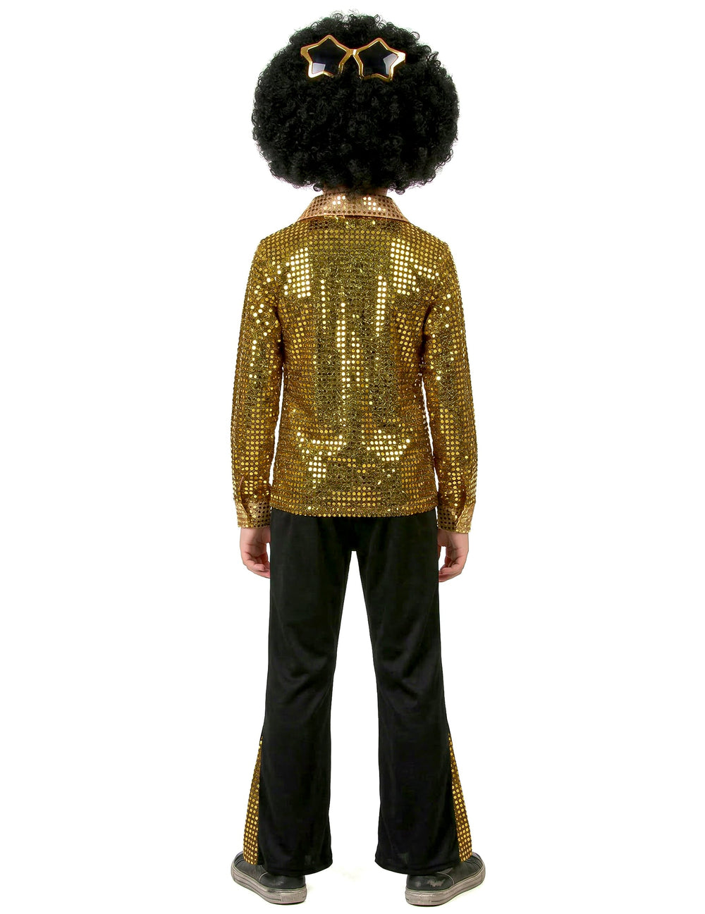 Vue de dos du déguisement disco pour garçon or à sequins