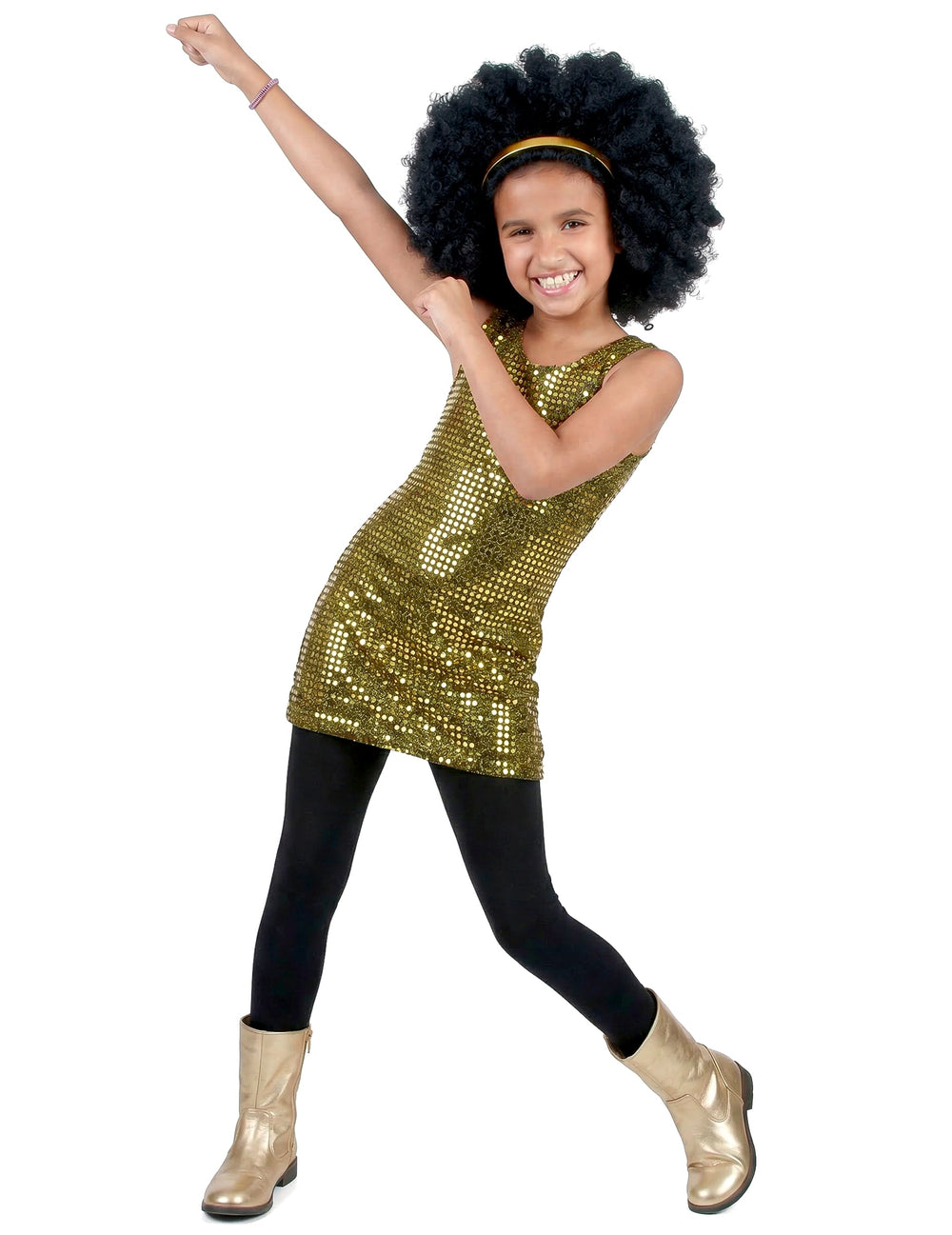 Déguisement disco paillettes pour fille or