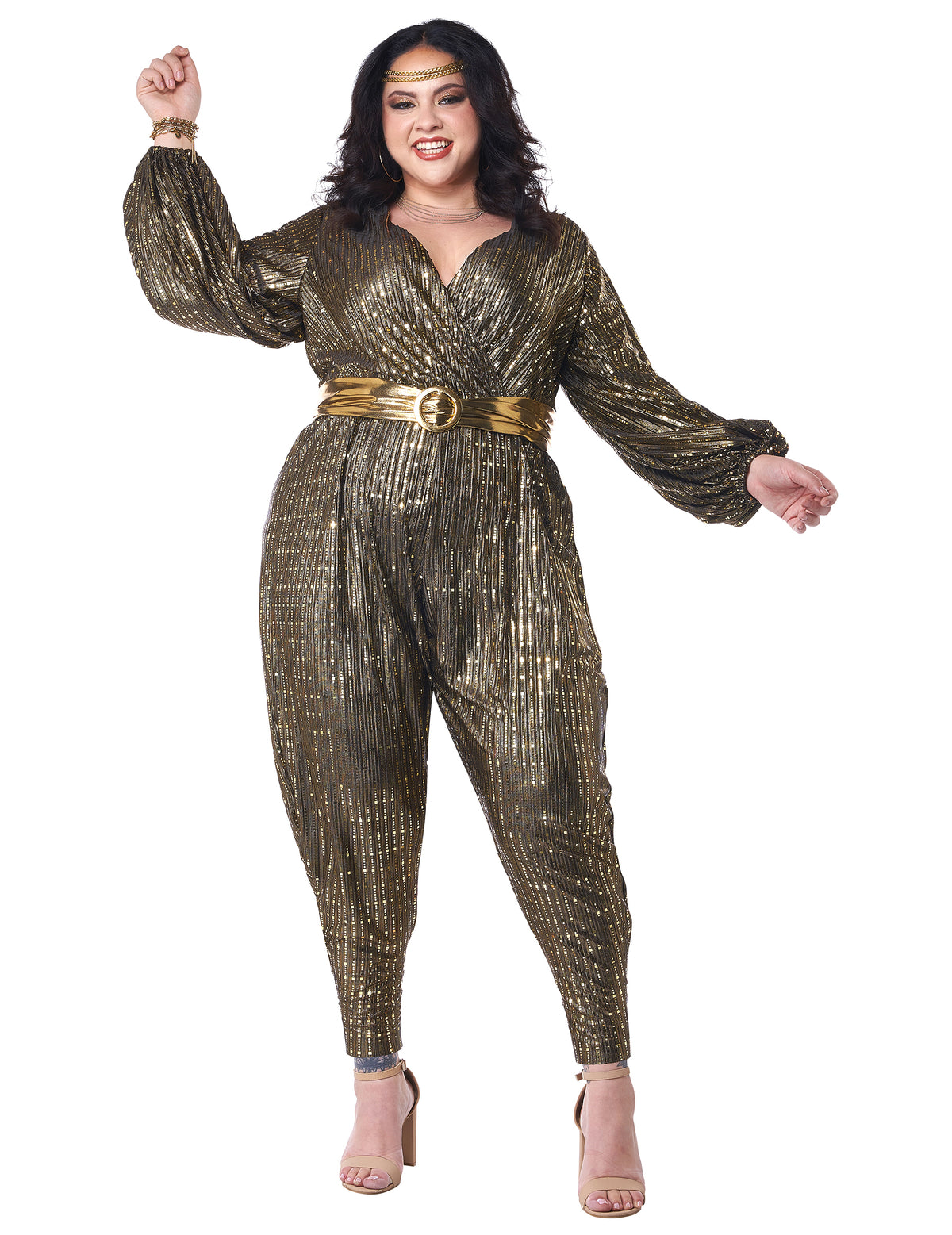 Déguisement disco queen pour femme doré brillant