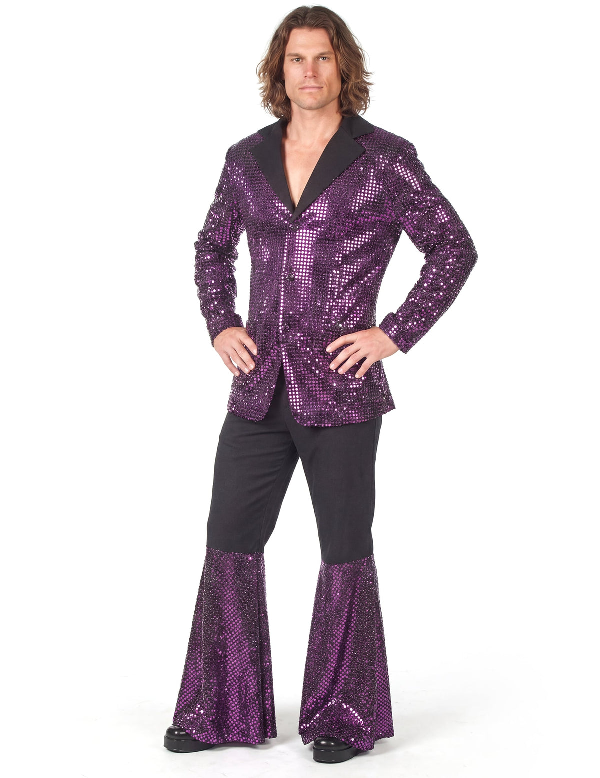 Vue de face du déguisement disco pour homme