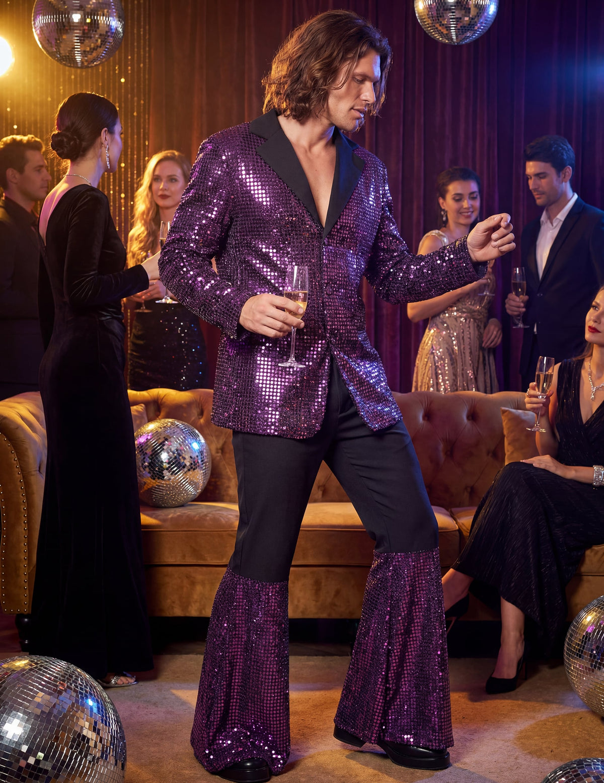 Mise en situation du déguisement disco pour homme
