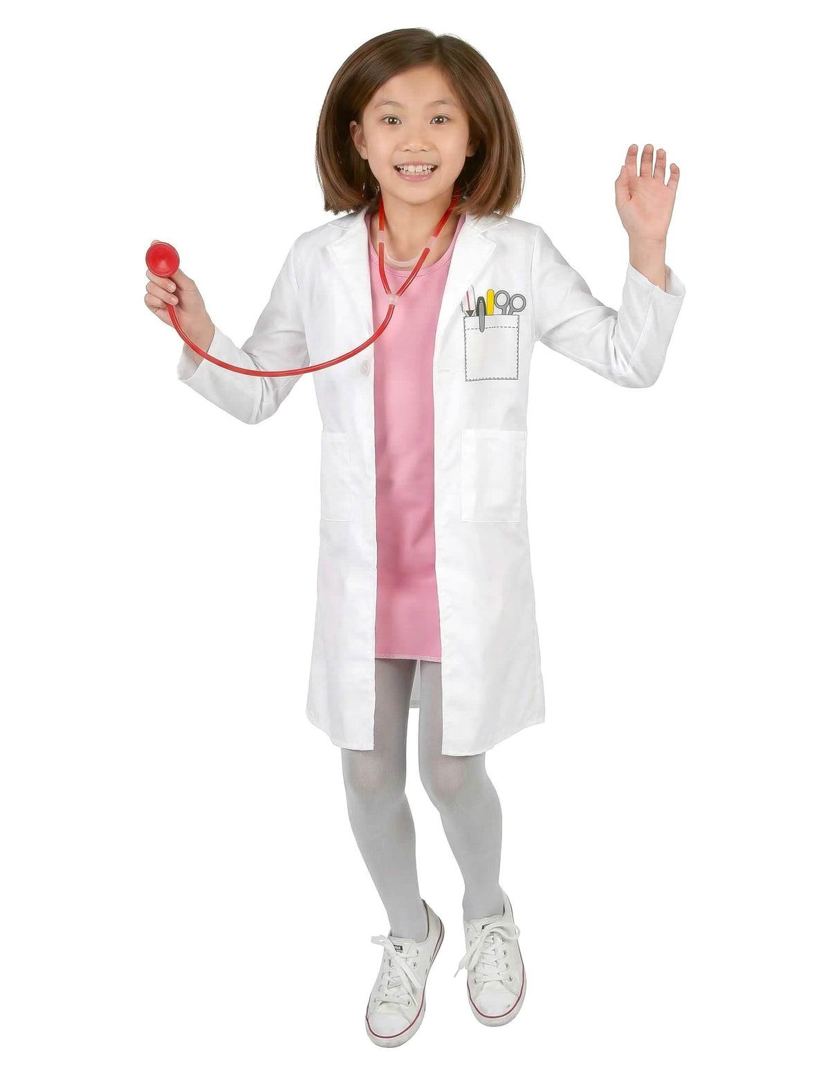 Vue de face du déguisement de docteur pour fille