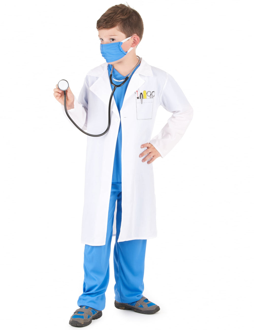 Vue de trois-quarts du déguisement de docteur pour garçon