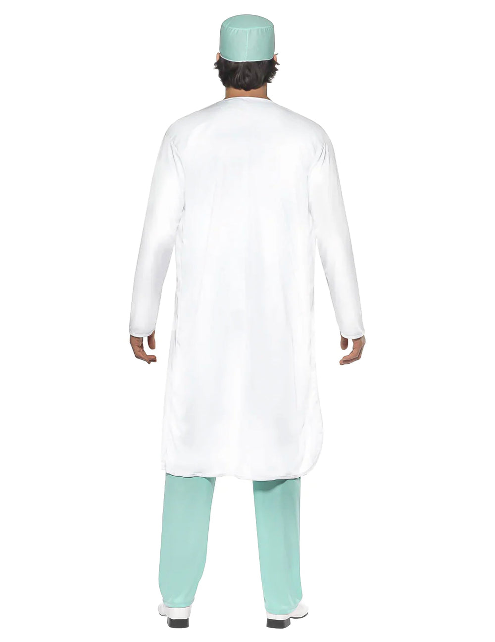 Déguisement de docteur pour homme blanc et vert vue de dos
