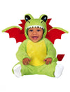 Déguisement dragon pour bébé vert et jaune avec ailes rouges