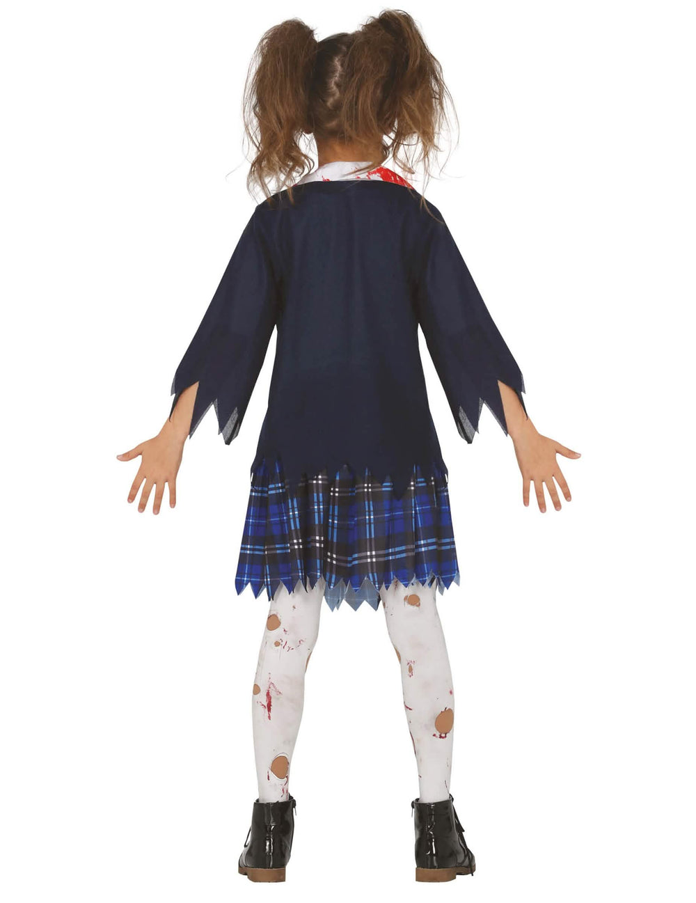 Vista de trás do disfarce de menina zombie de colegial