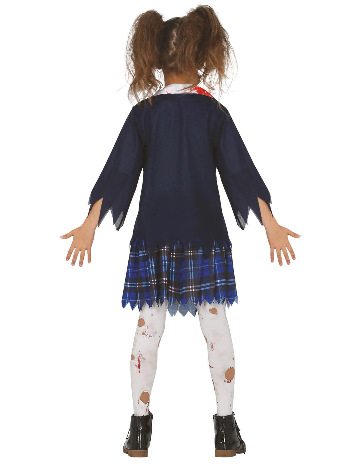 Vista de trás do disfarce de menina zombie de colegial