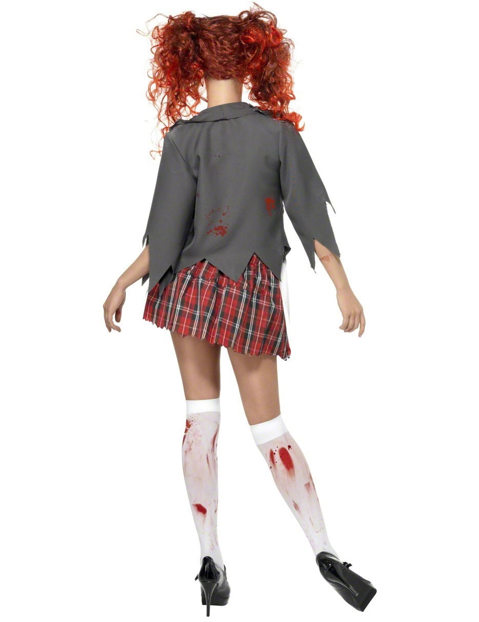Vue de dos du déguisement écolière zombie Halloween