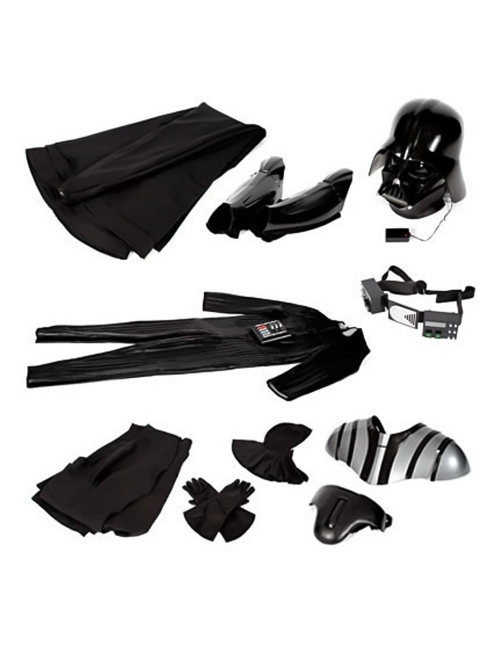 Détail de l'ensemble des pièces du déguisement édition collector Dark Vador Star Wars