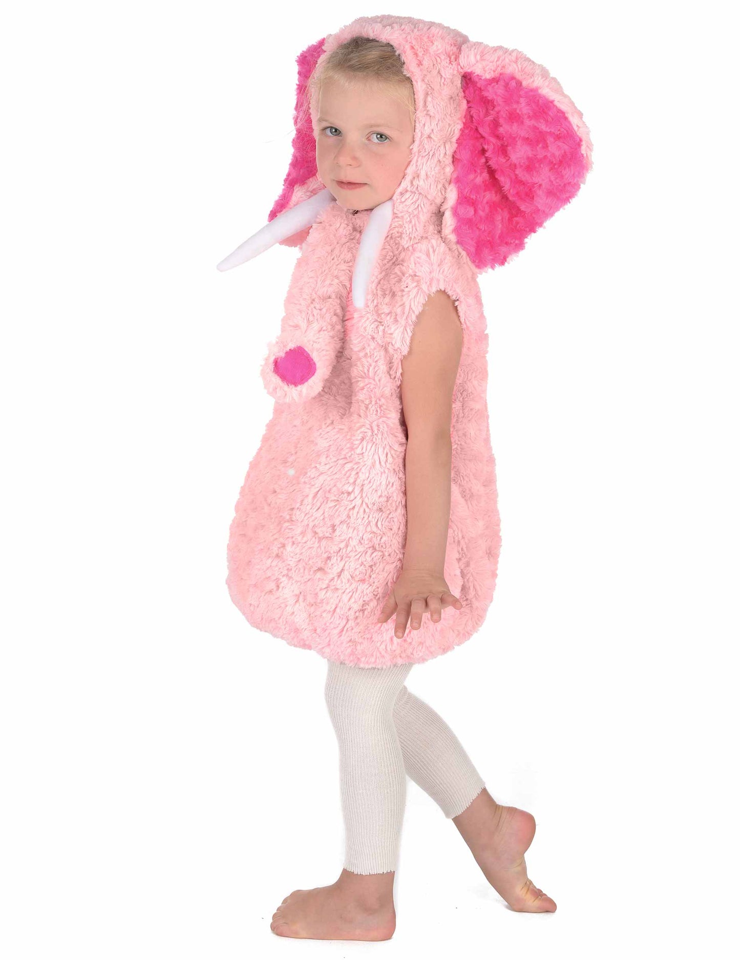 Vue de profil du déguisement éléphant pour enfant rose