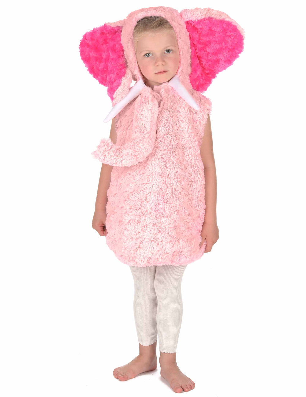 Vue de face du déguisement éléphant pour enfant rose