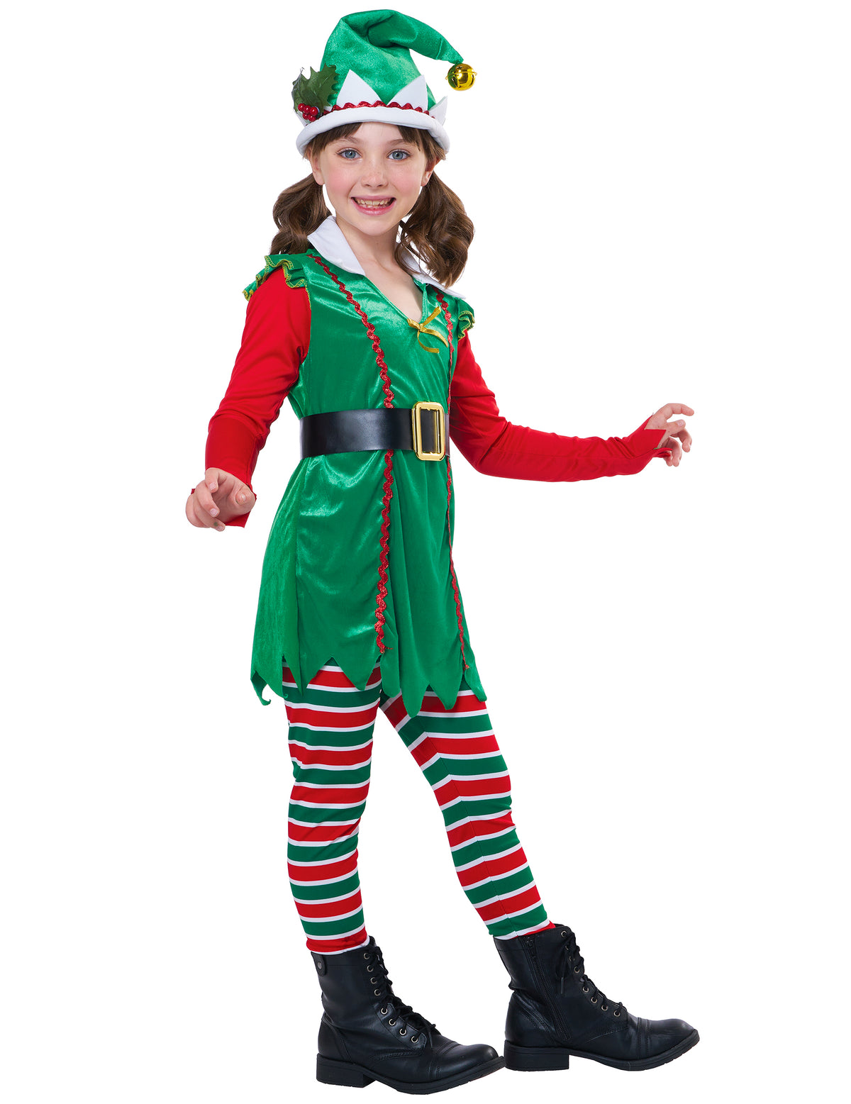 Vue de profil du déguisement elfe de Noël luxe