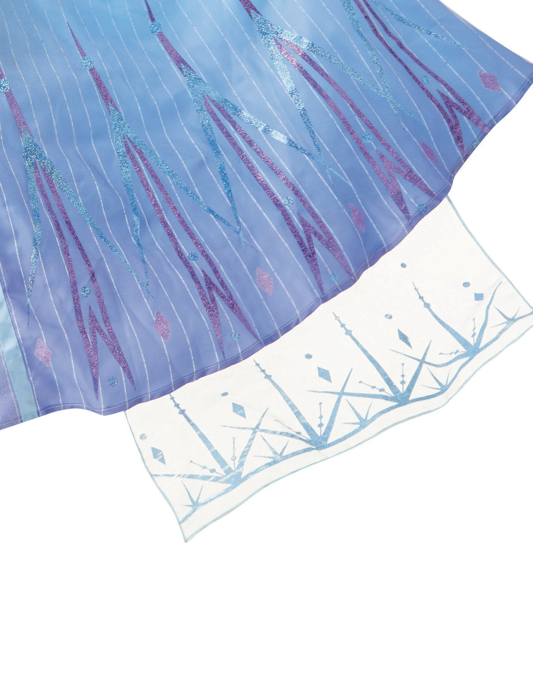 Détail des motifs pailletés et du voilage du déguisement Elsa La Reine des neiges 2