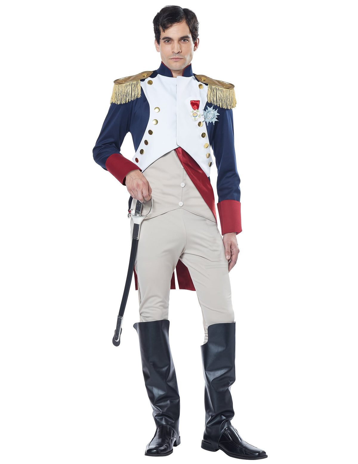 Vue de face du déguisement empereur Français Napoléon luxe pour homme