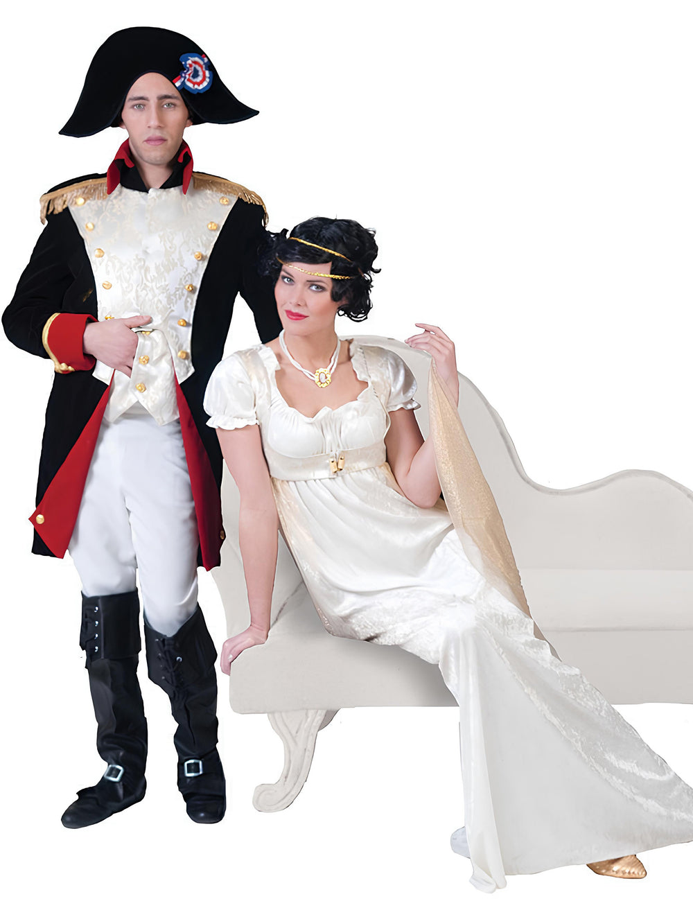 Mise en situation avec l'impératrice du déguisement d'empereur luxe pour homme
