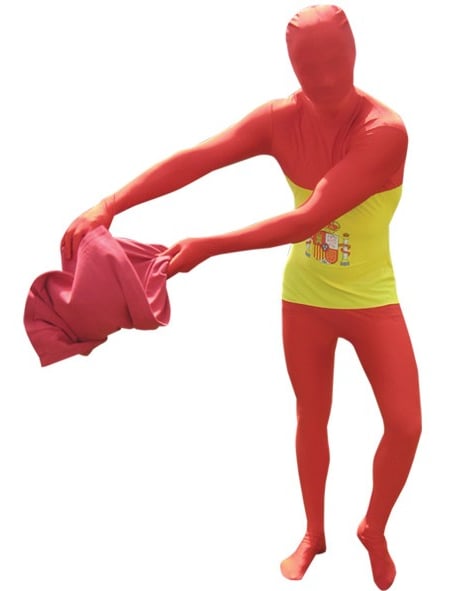Déguisement Morphsuits™ Espagne pour adulte rouge et jaune avec blason